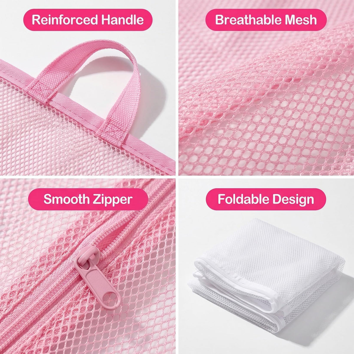 2 PCS Mesh Storage Bags with Zipper K4166