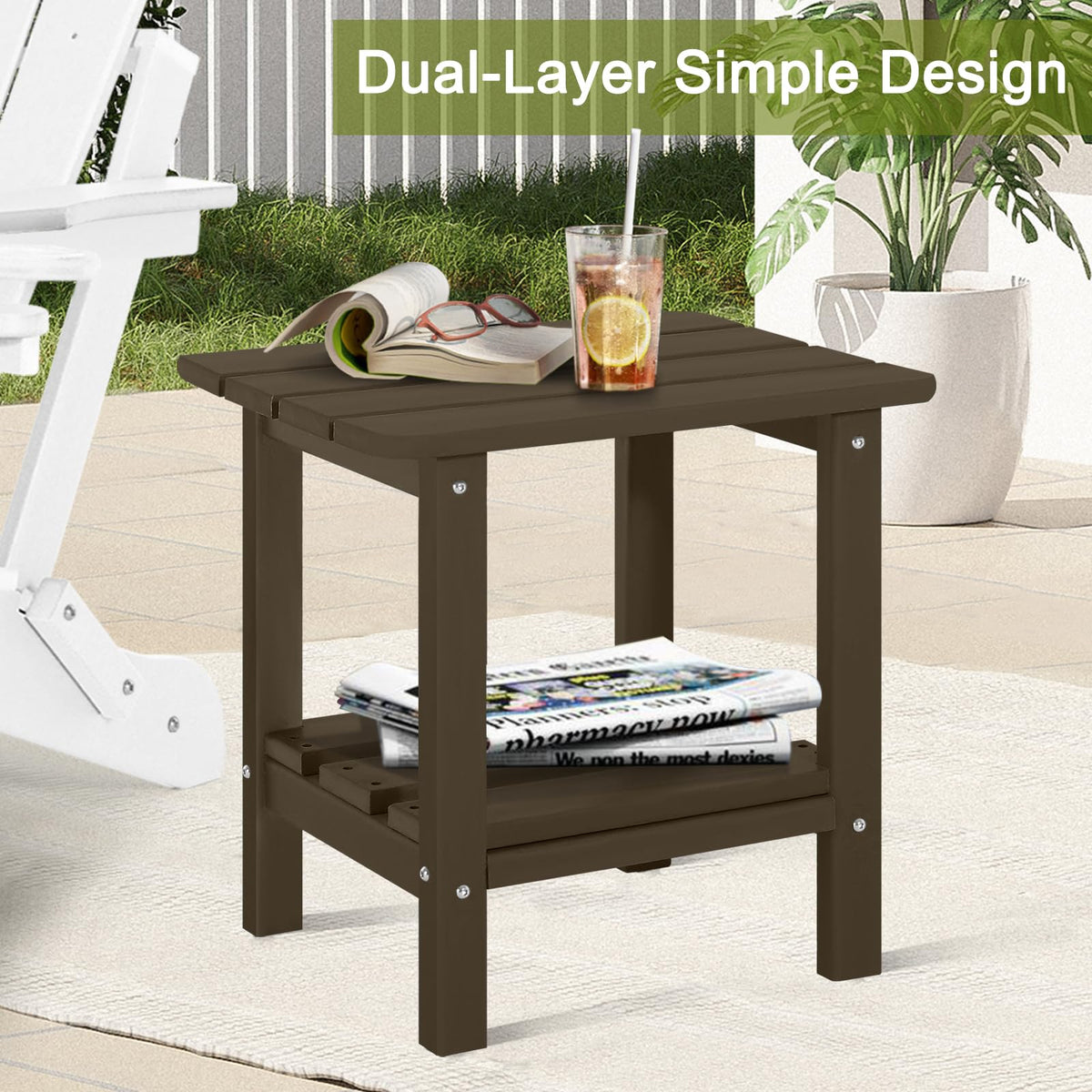 Set of 2 Dark Brown HDPE Storage Side Table S3160