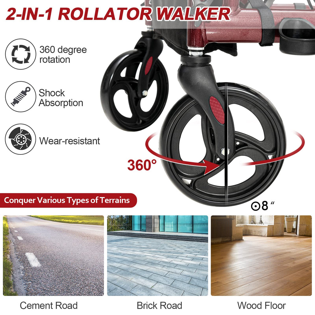 2-in-1 Rollator Walker with Seat J96007