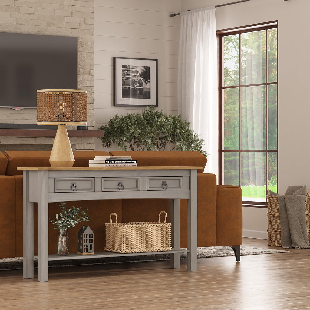 Solid Wood Console Table with 3 Drawers C223947