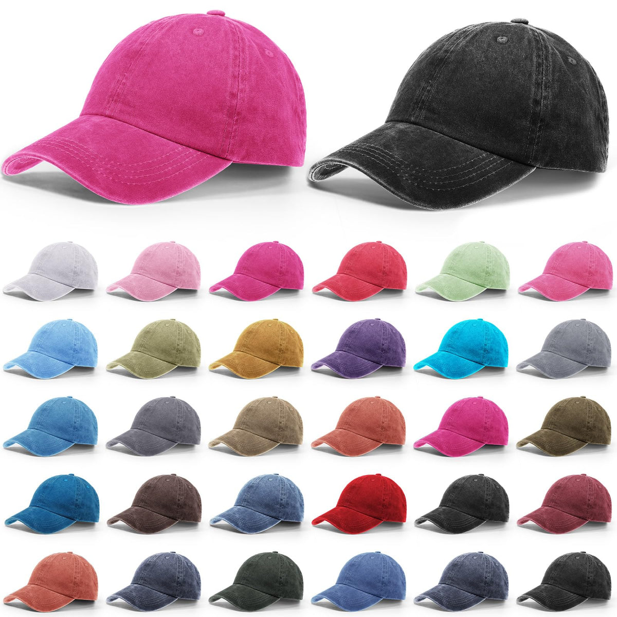 30 Pack Washed Denim Distressed Adjustable Cotton Baseball Cap O39832