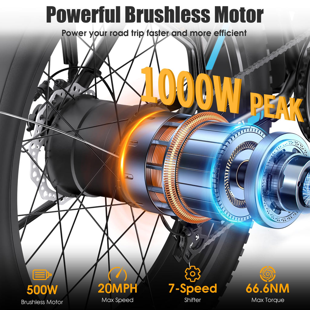 1000W 60Miles 26" x 4'' Fat Tire Electric Bike H1602