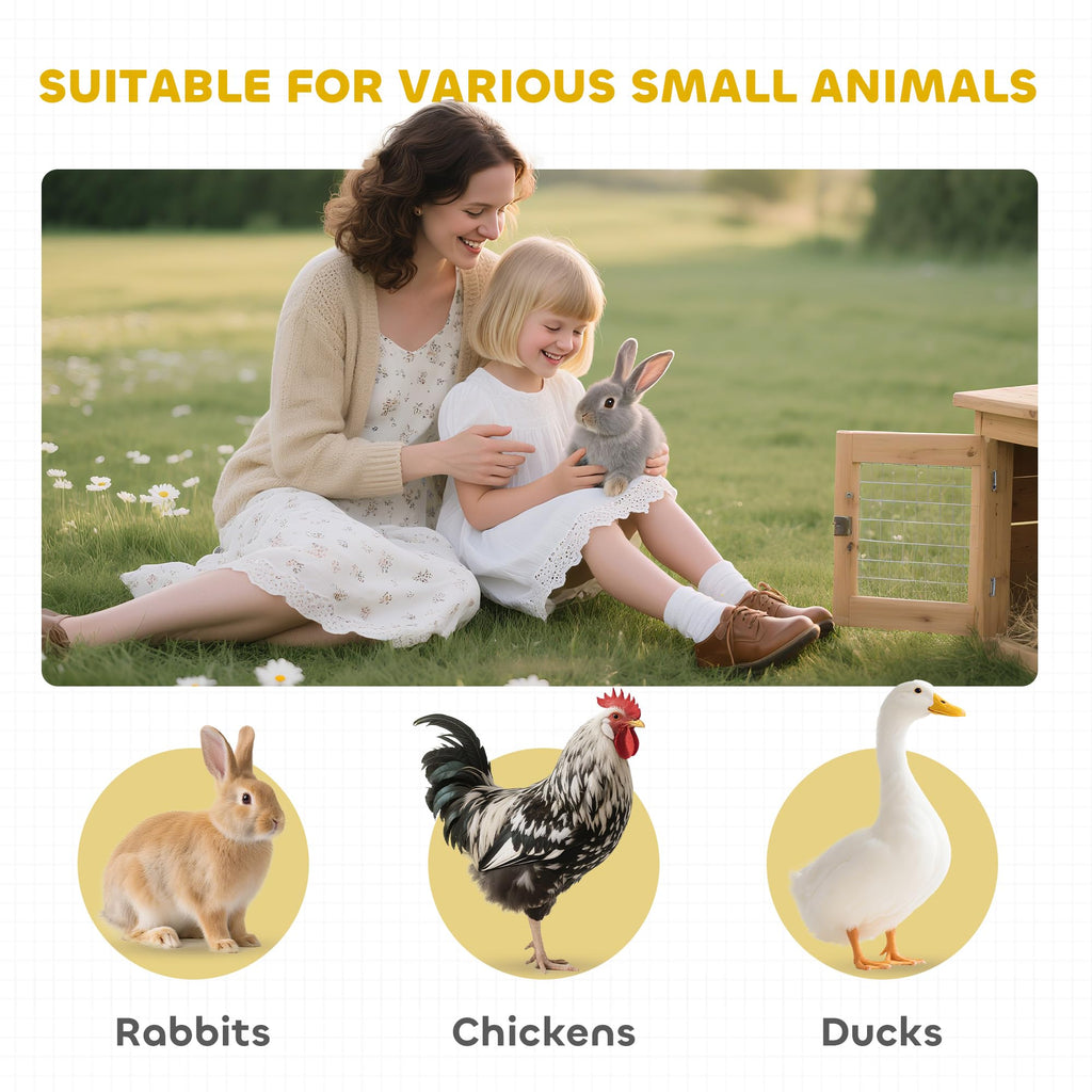 Wooden Rabbit Hutch with Wheels E875