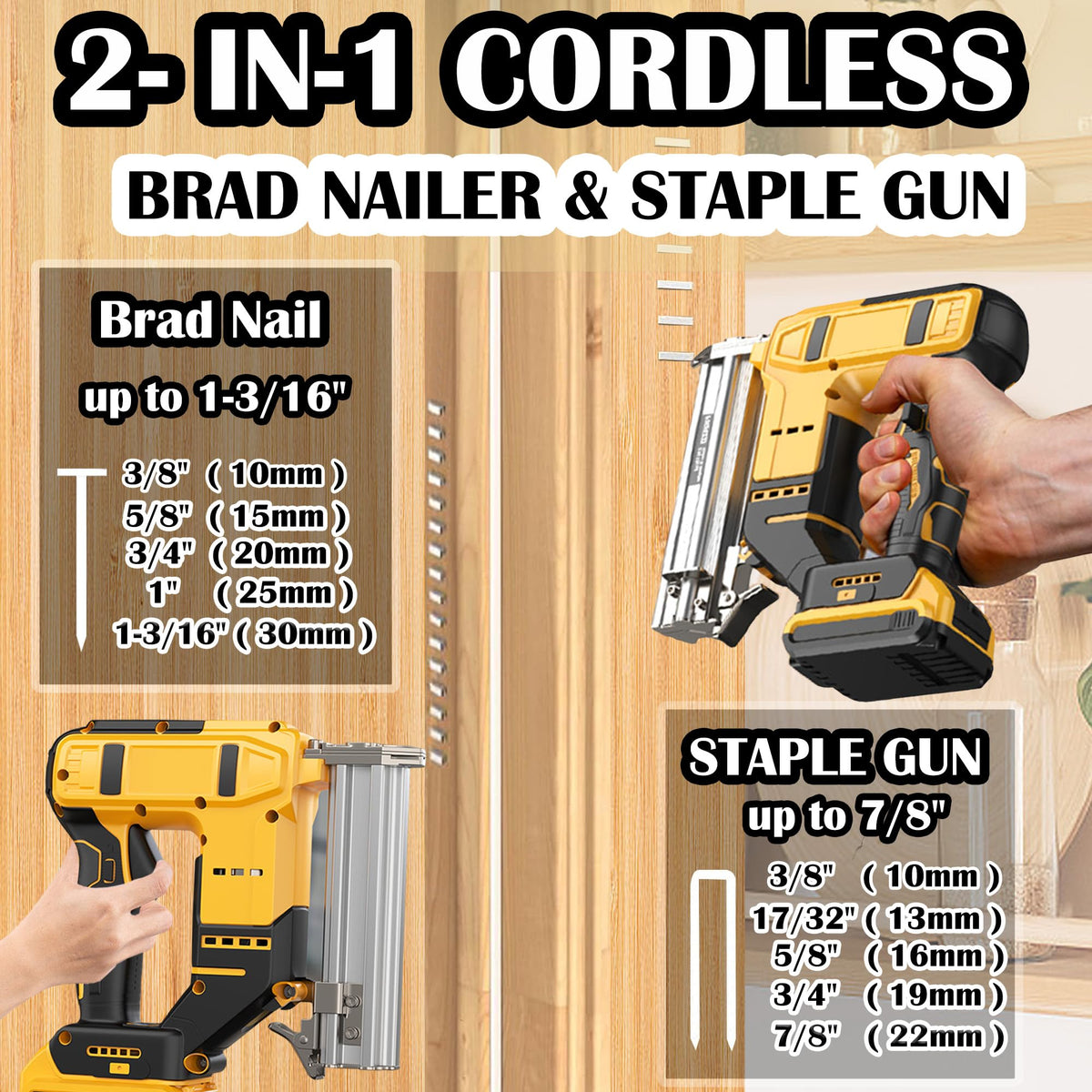 18 Gauge 2 in 1 Cordless Brad Nailer Staple Gun I410852