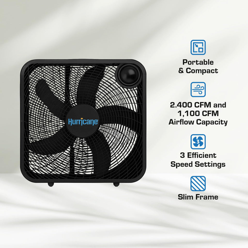 Black 3 Speed 20in Floor Box Fan I809670
