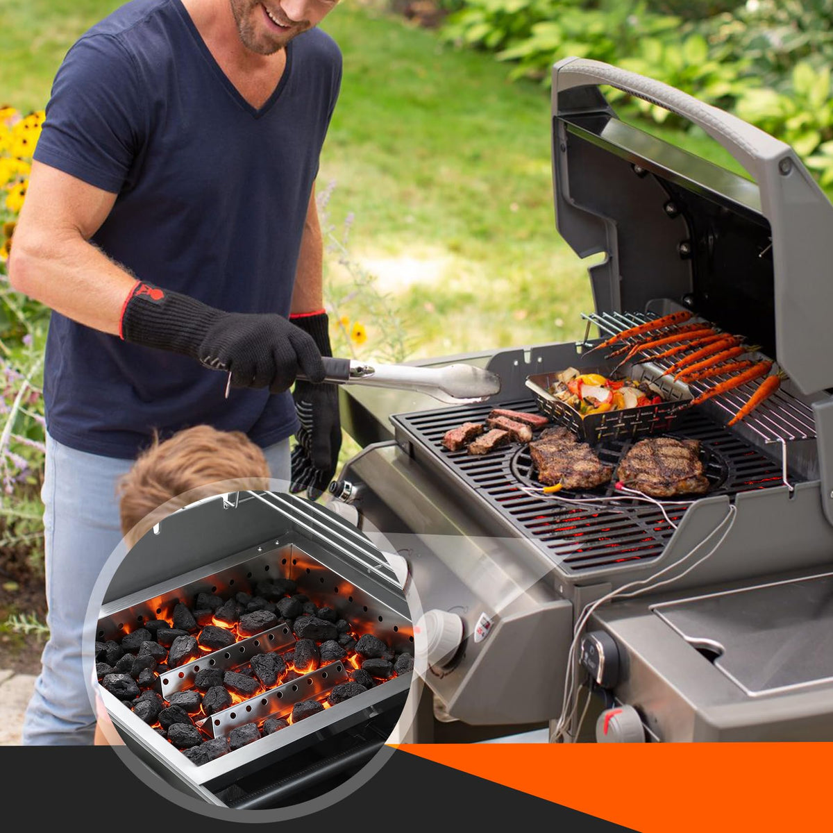 Adjustable Stainless Steel Charcoal Tray X3598