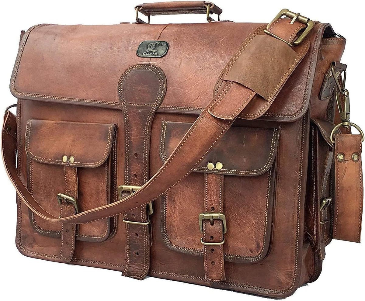 Vintage Brown Full Grain Leather Messenger Bag P3008