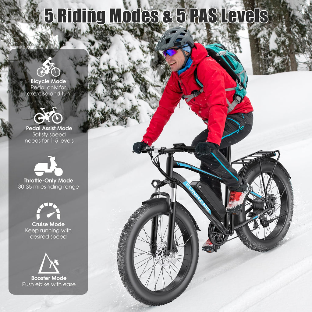 1000W 60Miles 26" x 4'' Fat Tire Electric Bike H1602