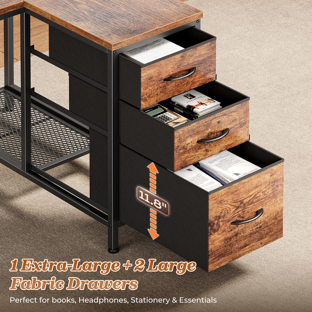 47.2'' L Shaped Office Desk with 3 Drawers N793447