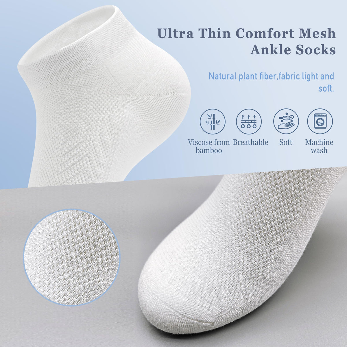 Viscose Bamboo Mesh Ankle Socks 5 Pairs O817265