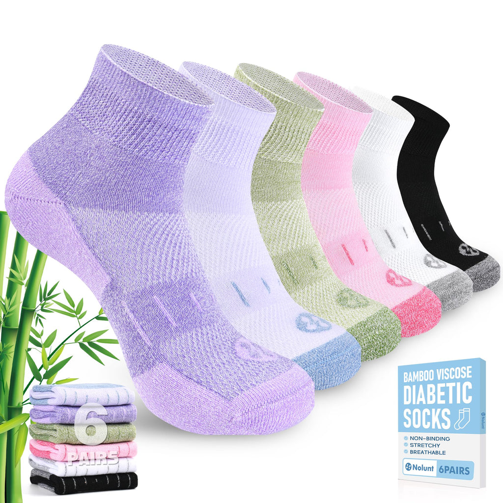 6 Pairs Wide Bamboo Viscose Non Binding Socks N825