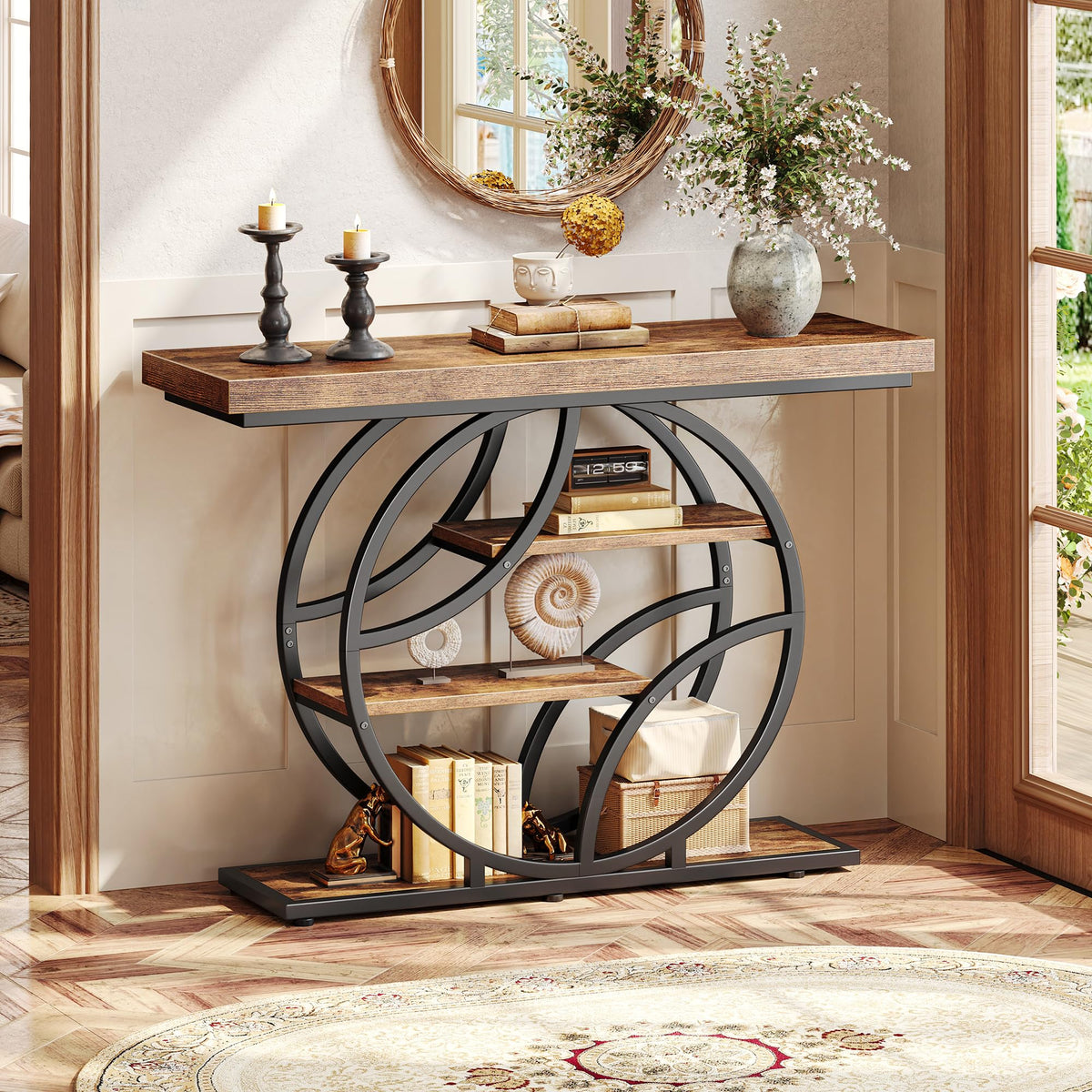 41.3 Inch Entryway Table with Curved Metal Frame A167770