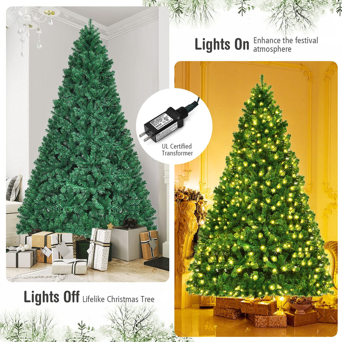 8ft Prelit Artificial Christmas Tree with 430 Warm White LED Lights U65382