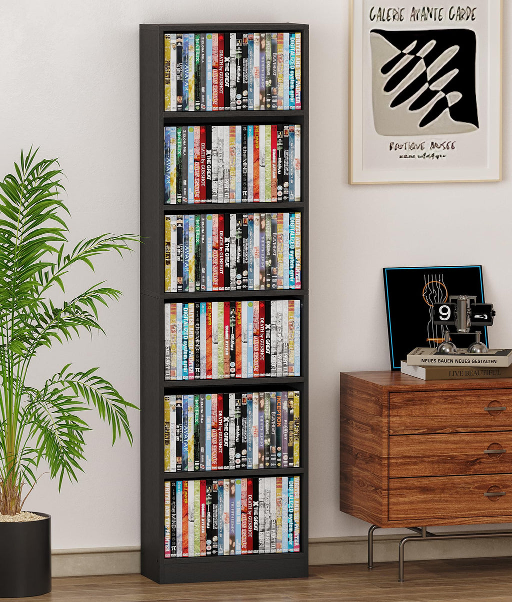 6 Tier Black Adjustable Media Shelf D157274
