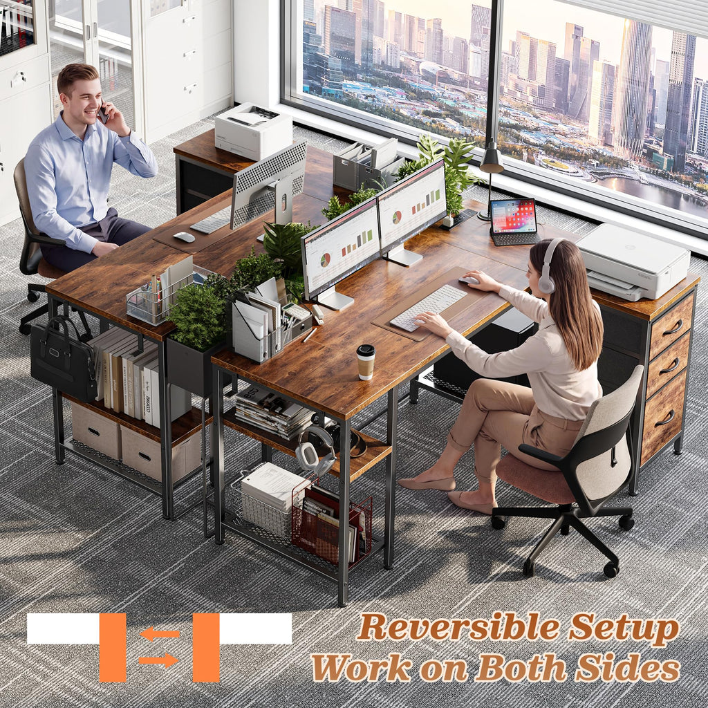 47.2'' L Shaped Office Desk with 3 Drawers N793447
