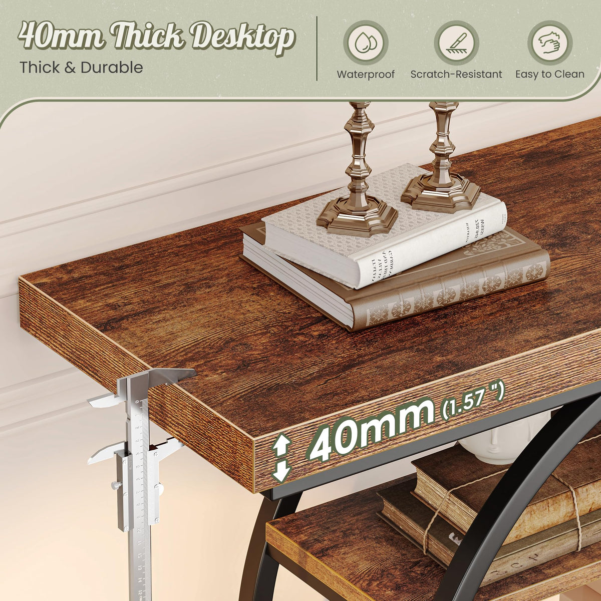 41.3 Inch Entryway Table with Curved Metal Frame A167770