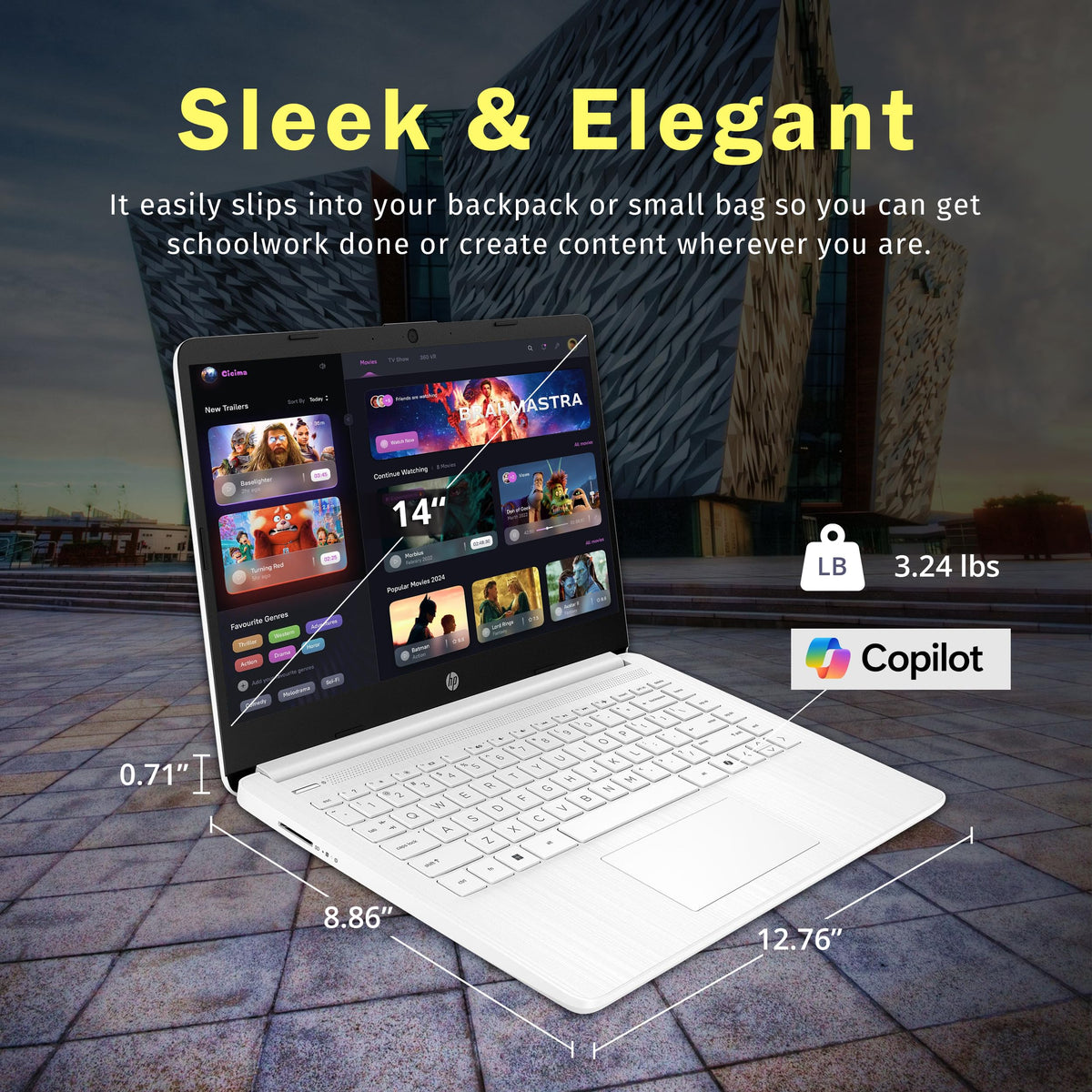 14" HD Laptop, Intel Celeron N4500, 4GB DDR4 RAM, 64GB eMMC, White G8330