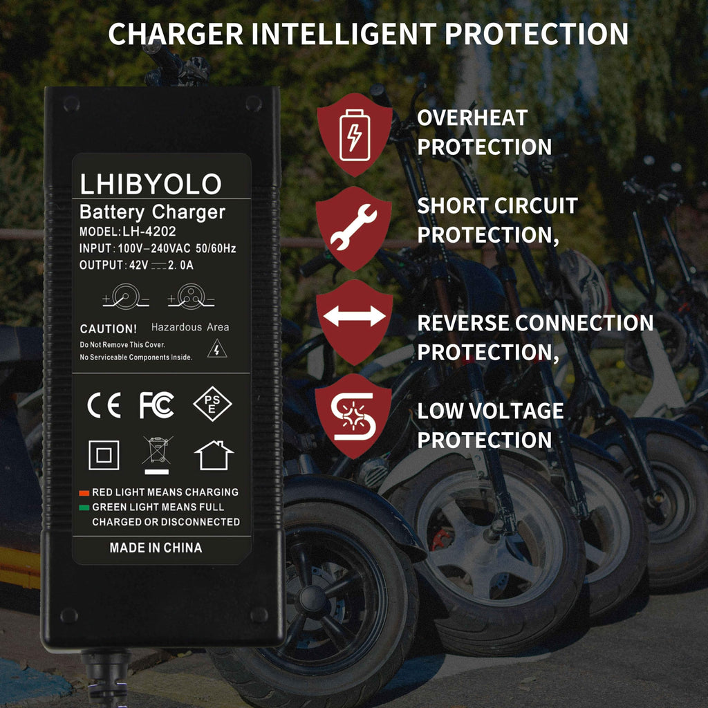 42V 2A Electric Scooter Battery Charger with XLR RCA & DC Plugs D5446