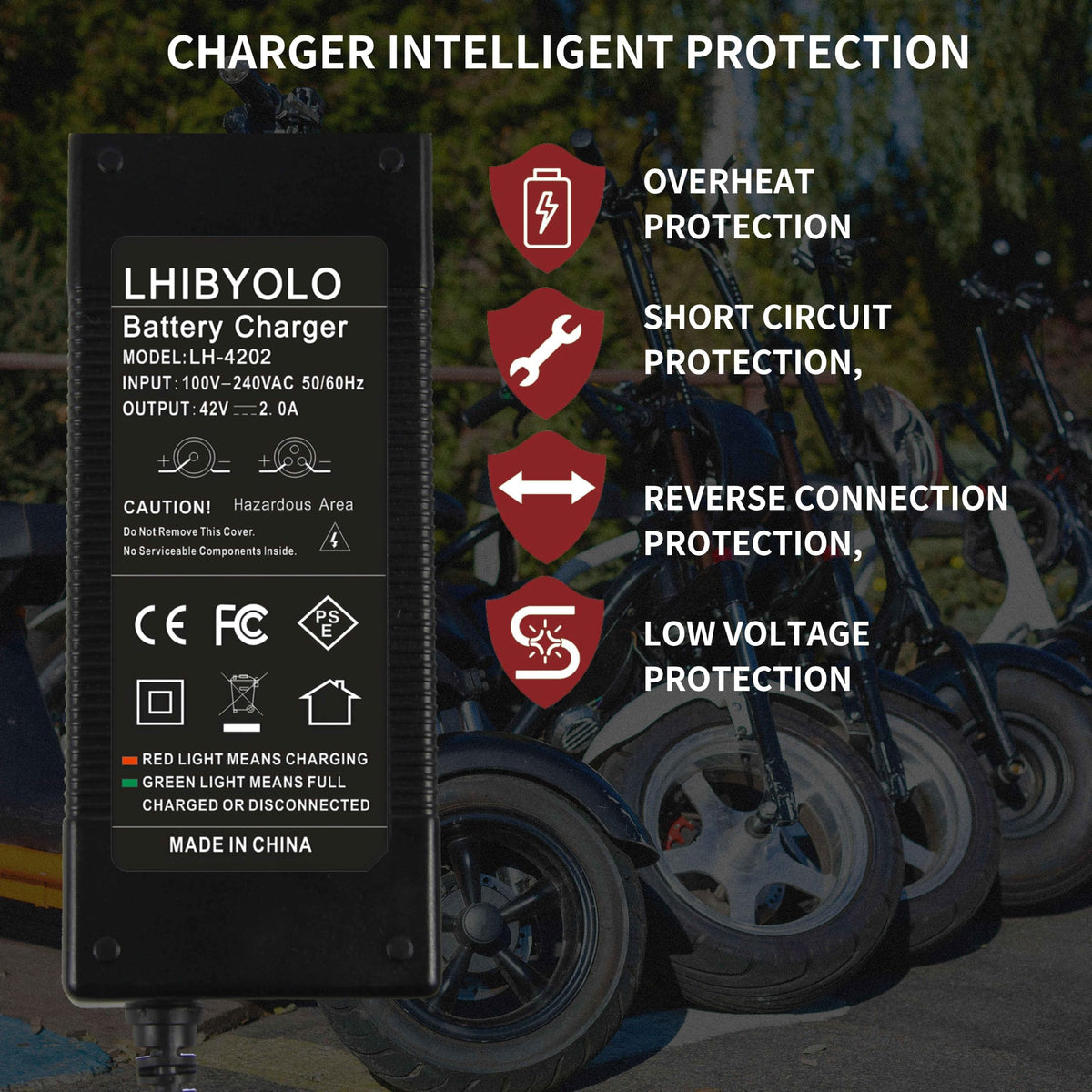 42V 2A Electric Scooter Battery Charger with XLR RCA & DC Plugs D5446